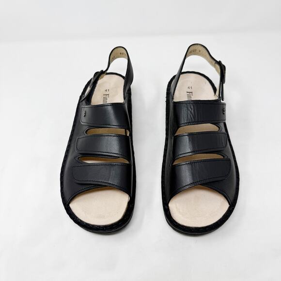 [Finn Comfort] Black Sylt Nappa Leather Triple Strap Open Toe Sandals EUC Sz 41 - Picture 6 of 12